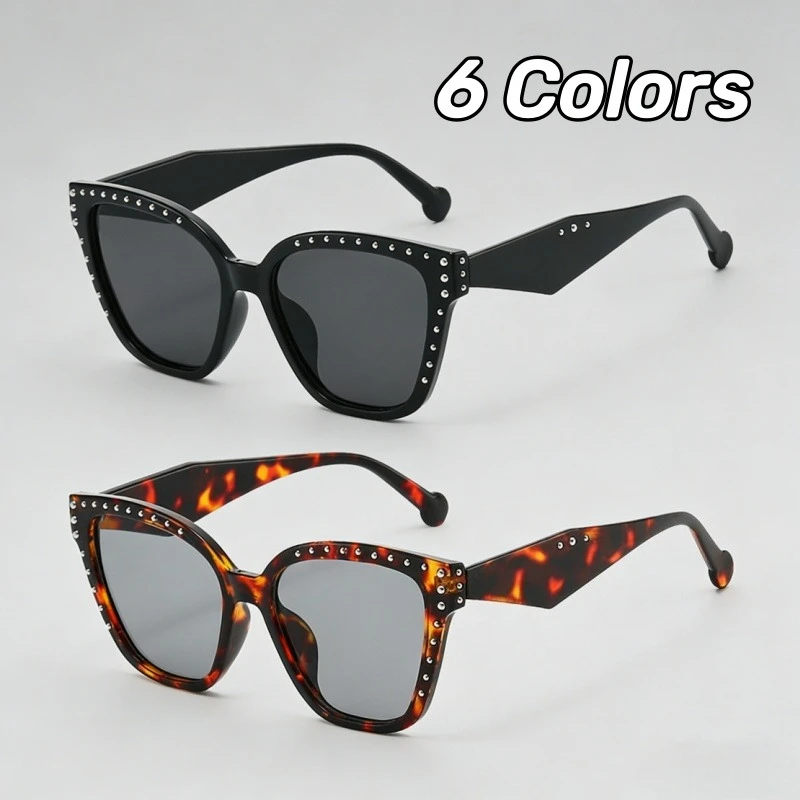 

New Ins Style Fashion Sunglasses for Women Retro Square Frames Diamond-Studded UV400 Shades Eyewear Classic Driving Shades