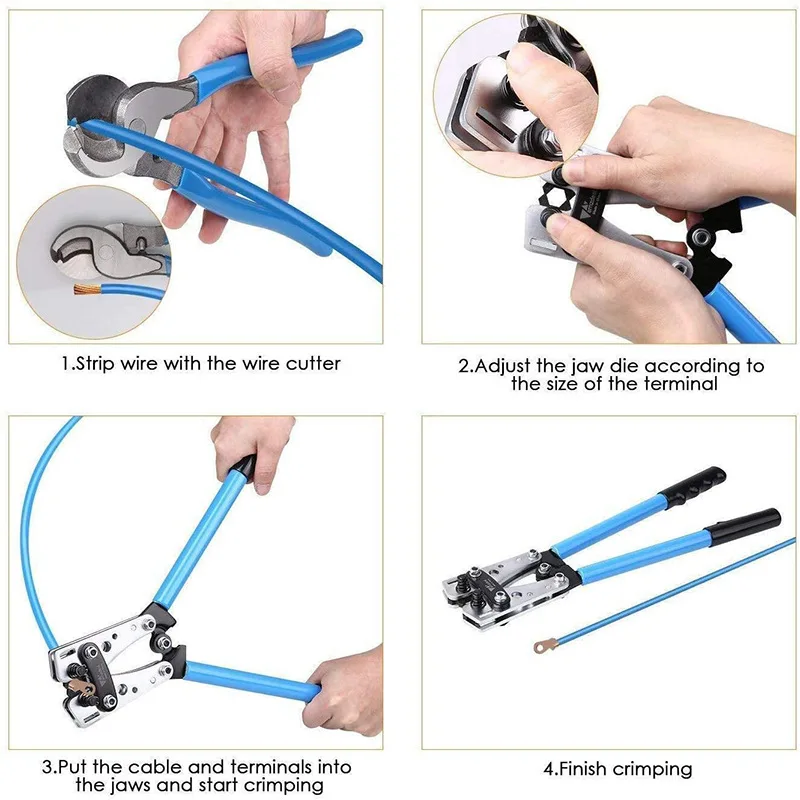 Imagem -04 - Crimping Alicates Hex Crimp Tool Terminal Crimper Bateria Multitool Lug Cabo Ferramentas Manuais Hx50b 6-50 mm ² Awg 100 Novo