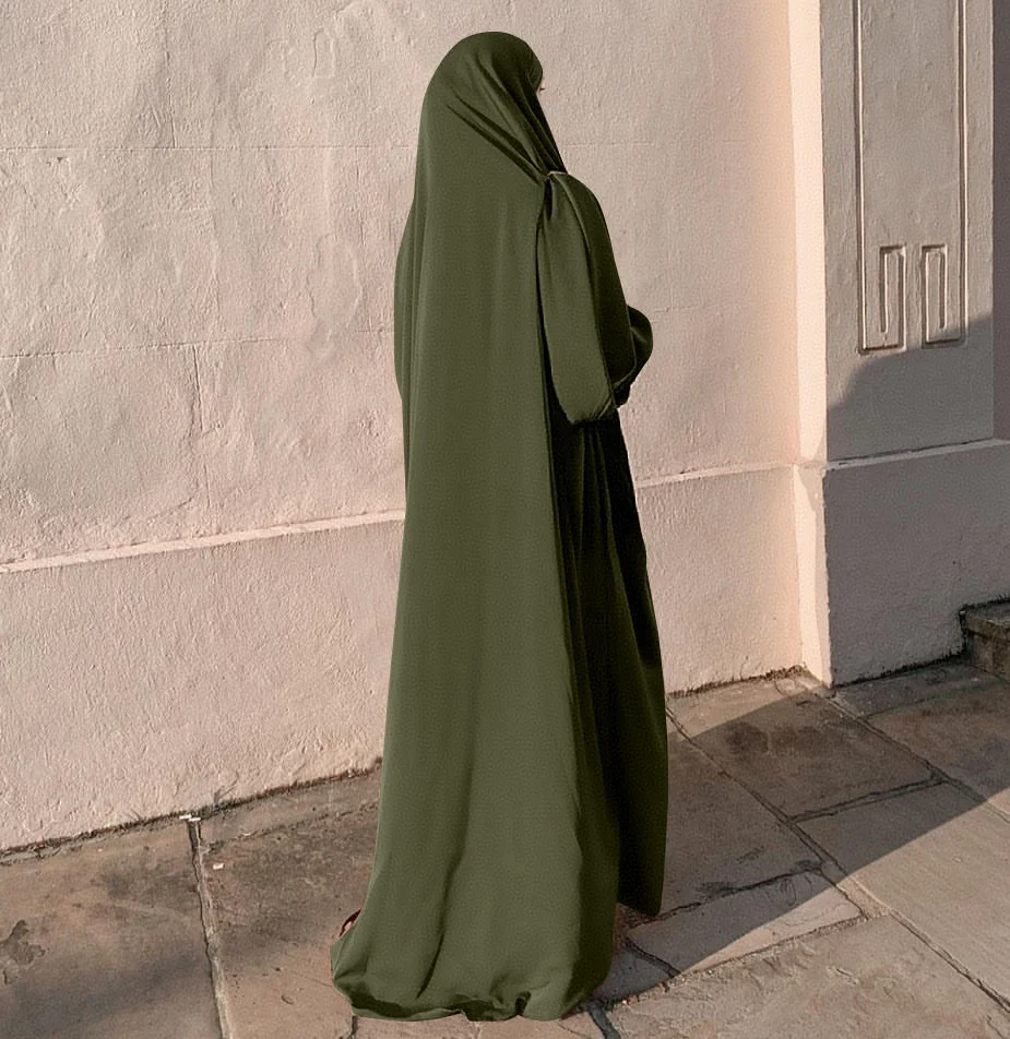 

Цельная молитвенная одежда, платье с капюшоном, Ид Джеллаба, мусульманское женское платье Абая, исламская одежда, Рамадан Берqa, арабский кафтан Джалабия