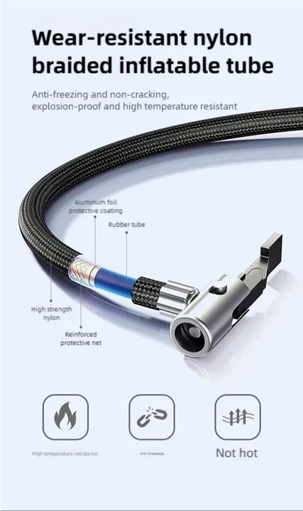TINSOL Tragbare Elektrische Fahrradluftpumpe 150PSI Kabelloser Reifenfüller Geeignet für Fahrräder, Bälle, Motorräder und Autos – Detail 10