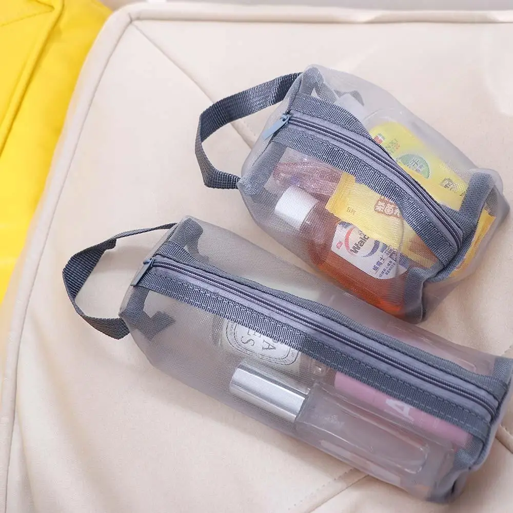 Fashion Handbag Transparent Large Capacity Mesh Korean Storage Bag Zipper Makeup Bag Skin Care Storage Bag Women Cosmetic Bag