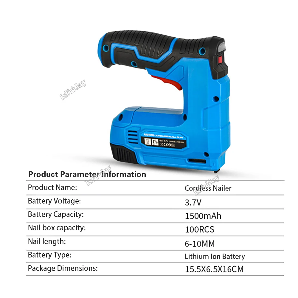 Electric 2 in 1 Nailer/Stapler Gun Lithium-ion Cordless Nail Gun Staple Gun Nailer Stapler Multitool Nail Stapler Gun