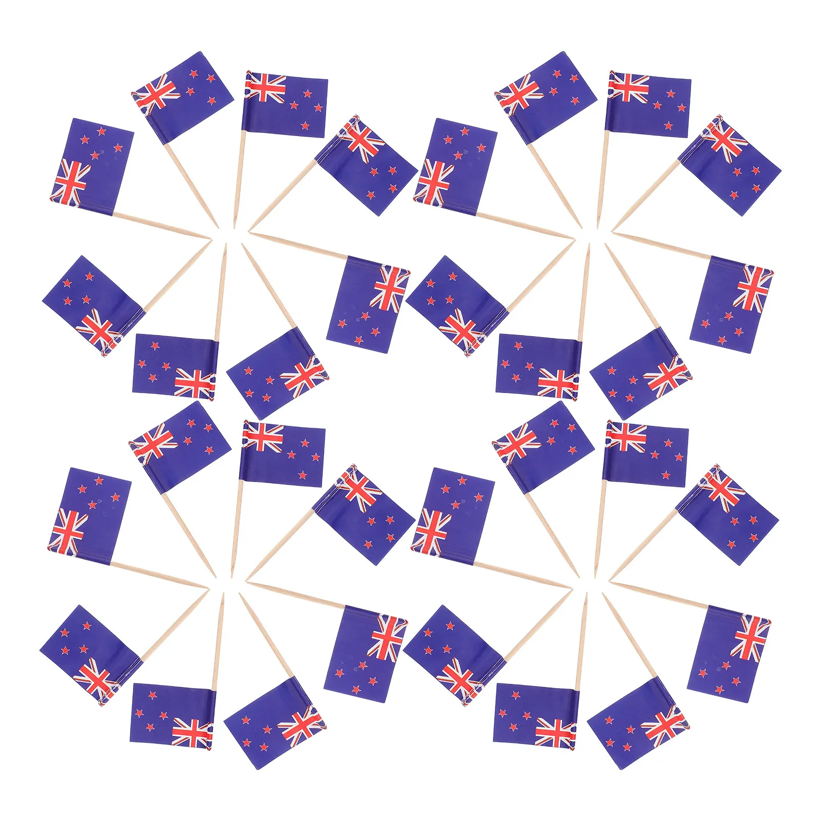 50Pcs Flag Toothpicks New Zealand Theme Mini Cupcake Flags Versatile Party Food Picks Safe Bamboo Paper Cake Decor Dessert