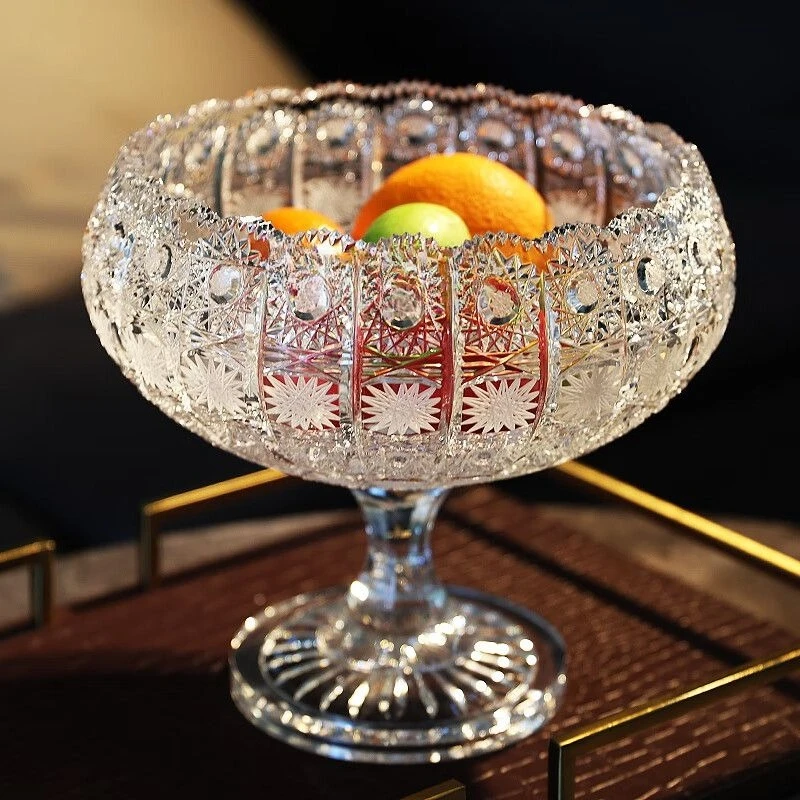 Hand-carved crystal glass, home with feet creative living room fruit plate fruit bucket