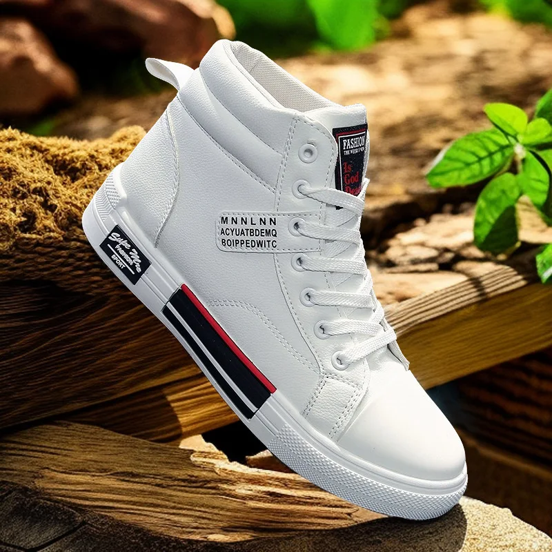 

New Ankle Boots Vulcanize Shoes Men High Top White Sneakers Youth Boys Autumn Lace Up Sports Shoes Man Tenis Sneaker Gym Shoes