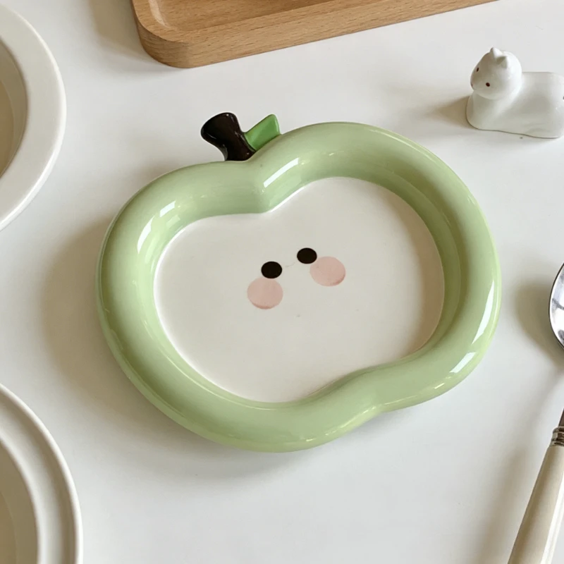 

Minimalist Creativity Green Apple Plate Tray Apple Plate High End Cute Breakfast Plates Ceramic Dessert Plates Dudu Plates Cake