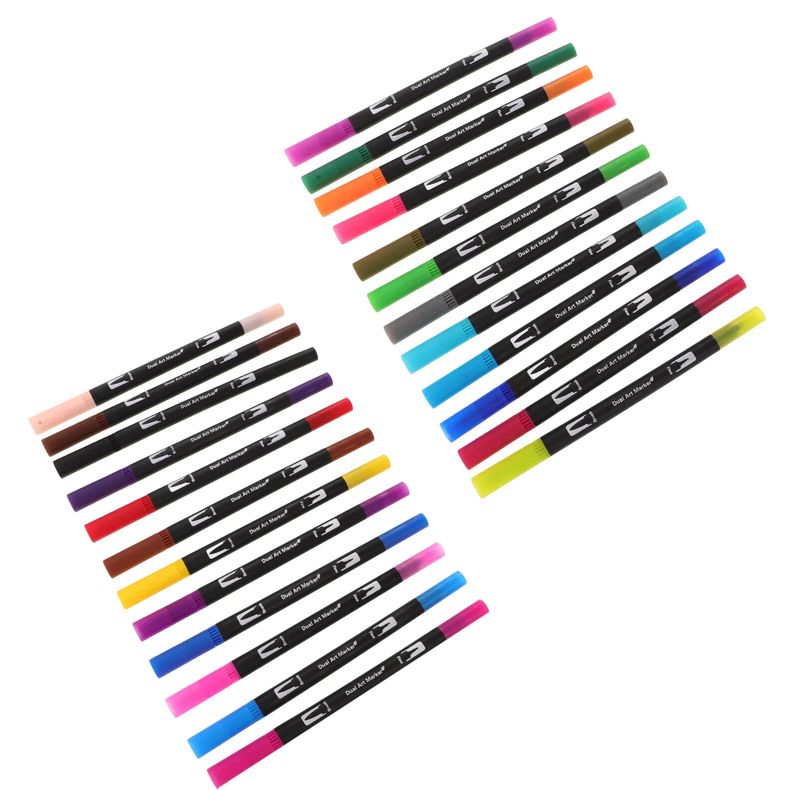 24Pcs Dual Tip Brush Markers Watercolor Fine Tip Pens for Coloring Sketching Calligraphy Journaling Washable Art Supplies