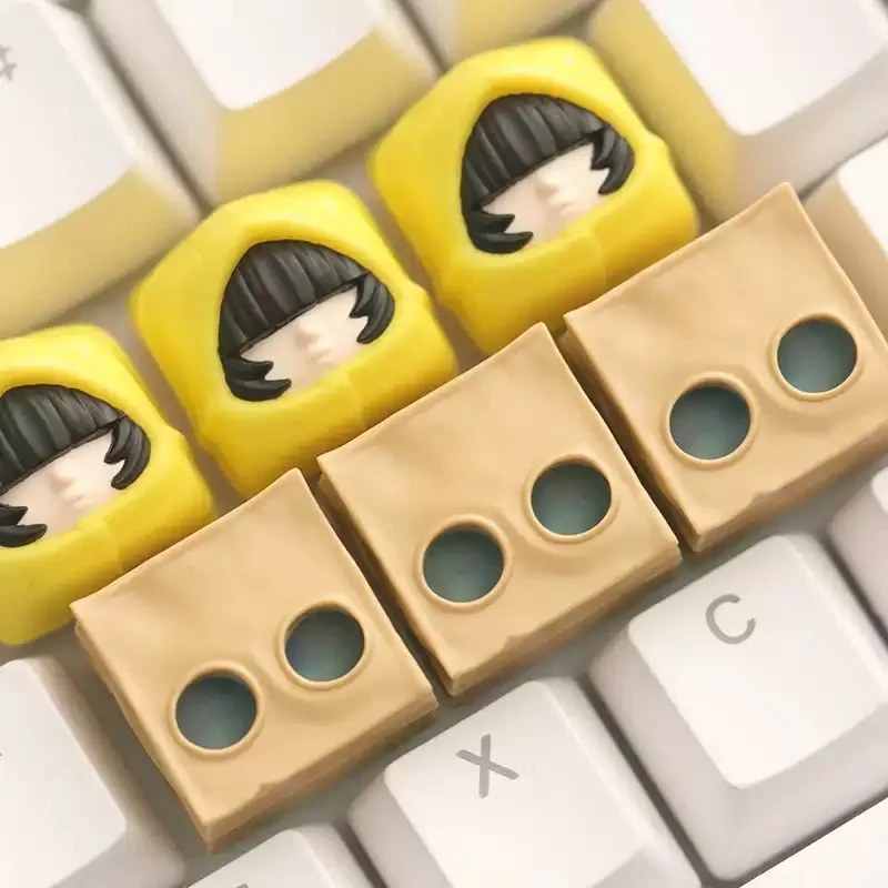 

Six Mono Keycap Customization Resin Anime Game Keycaps Handmade Translucent Cap for Mechanical Keyboard Accessories Gifts DIY