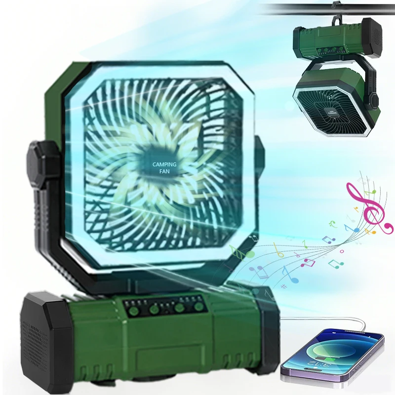 

Вентилятор для кемпинга MIMIRGB с LED-фонарем, перезаряжаемый, 20000 мАч, с автоматическим вращением, на батарейках, с пультом ДУ/крючком