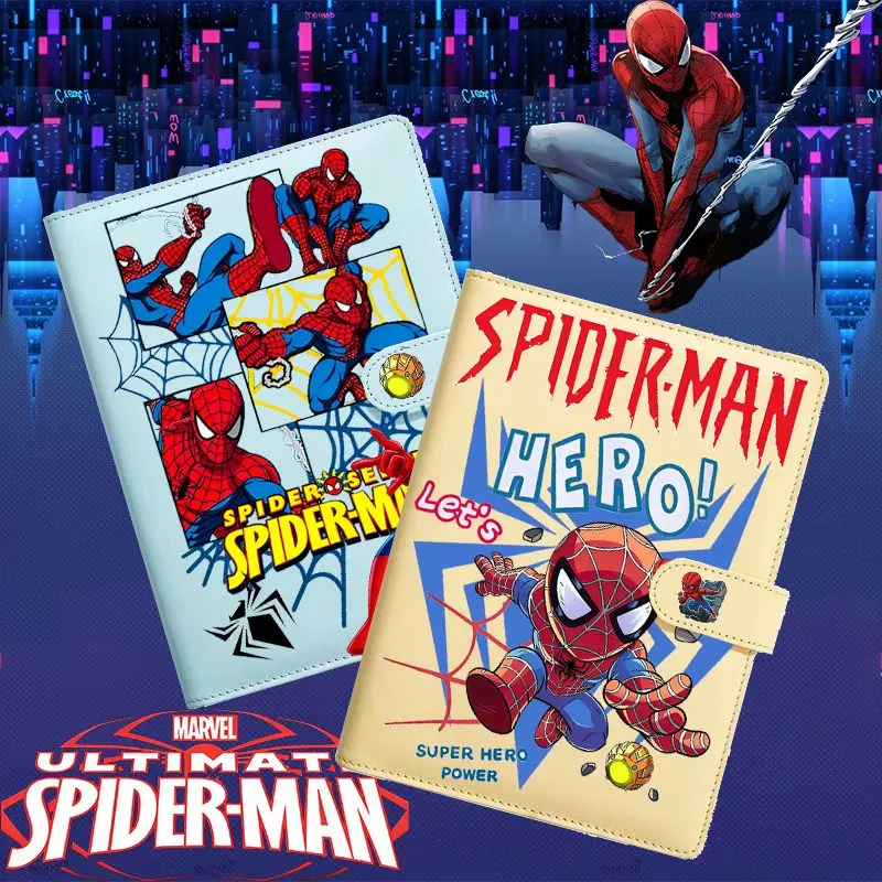 Marvel Spiderman Peripheral Movies Creative Portable Diary PU Metal Magnetic Buckle Student Living Page Notepad Gift Wholesale