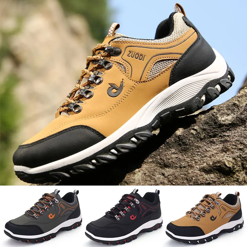 Chaussures de randonnée respirantes pour hommes, baskets de voyage en plein air, chaussures de marche décontractées en PU, chaussures de cross-country à lacets non alds, taille 39-48