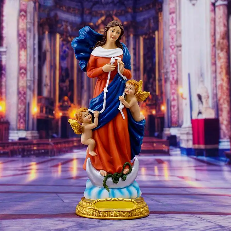 Blessed Mother Statue Color Painted Lady Of Grace Resin Statue Altar Decor Blessed Virgin Mary Mother Sculpture Home Ornament
