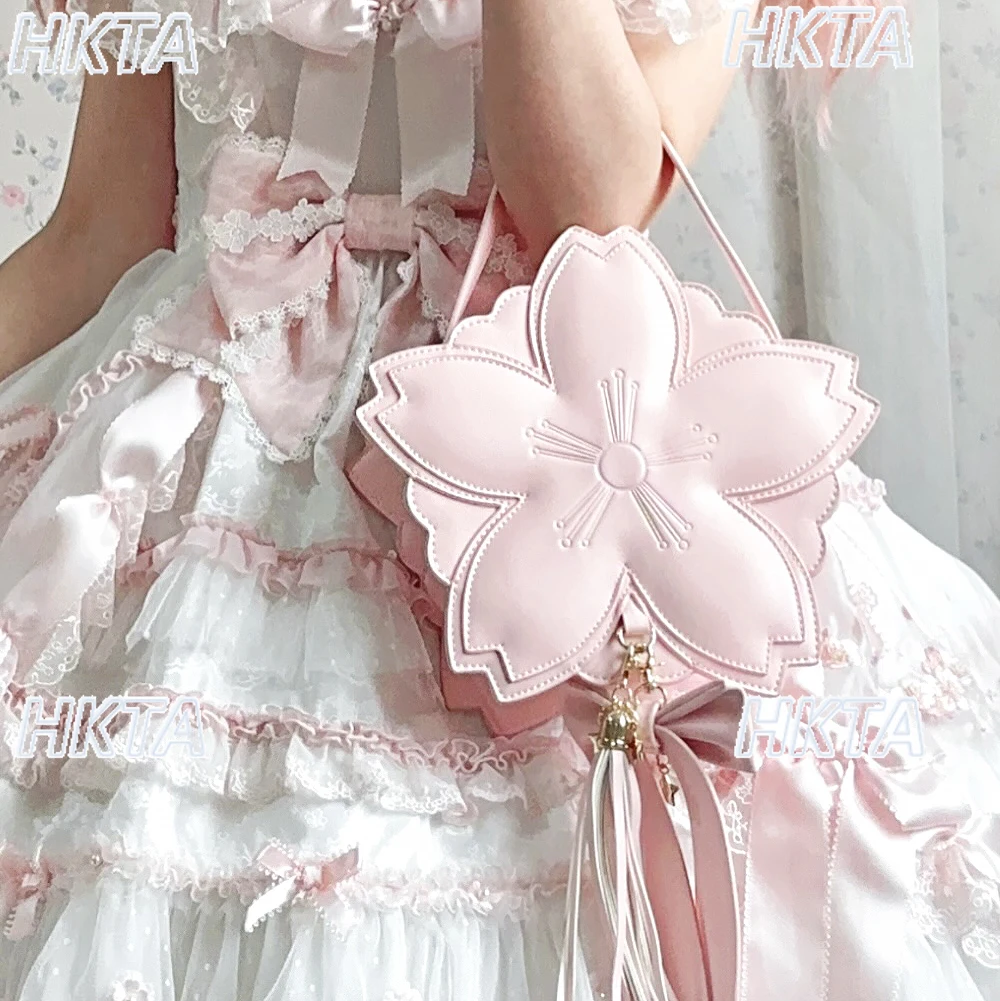 

Japanese Sweet Fashion Petals Kawaii Pink Messenger Bag Girl Autumn New Cute Student Large Capacity Lolita Backpack Bags Women