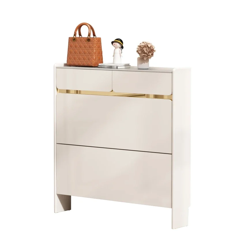 

Hxl Ultra-Thin Flip Shoe Cabinet Household Light Luxury Rock Plate Table Cream Style Hallway Cabinet