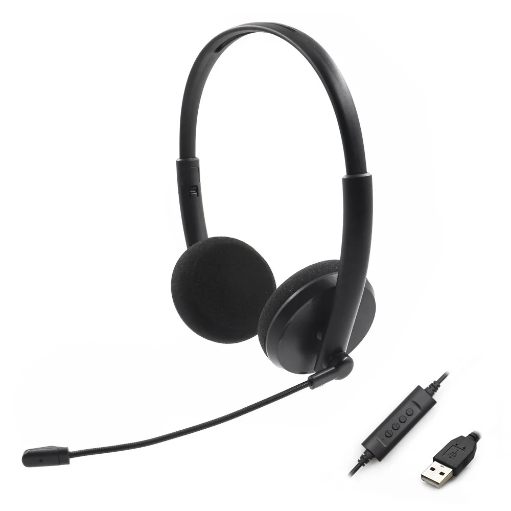 USB Call Center Headset with Noise Cancelling Mic for PC Home Office Phone Customer Service Plug and Play