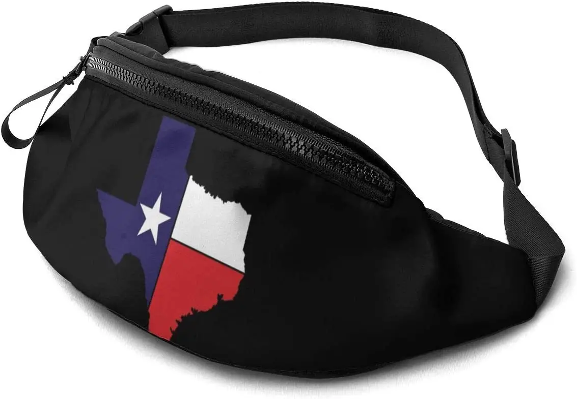 Fanny Pack Texas Flag Waist Bag with Headphone Hole Belt Bag Adjustable Sling Pocket Hip Bum Bag for Travelling Hiking Cycling