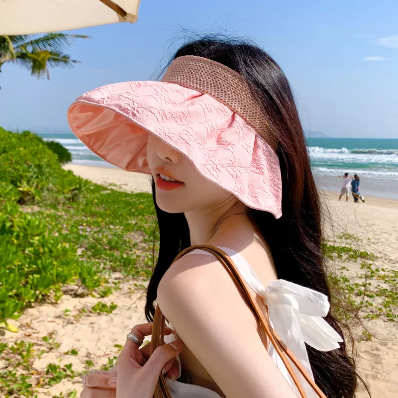 2023 Korean Women's Japanese-Style and Internet-Famous Ins Embossed Protection Visor Summer Outdoor Sun Hat Tide