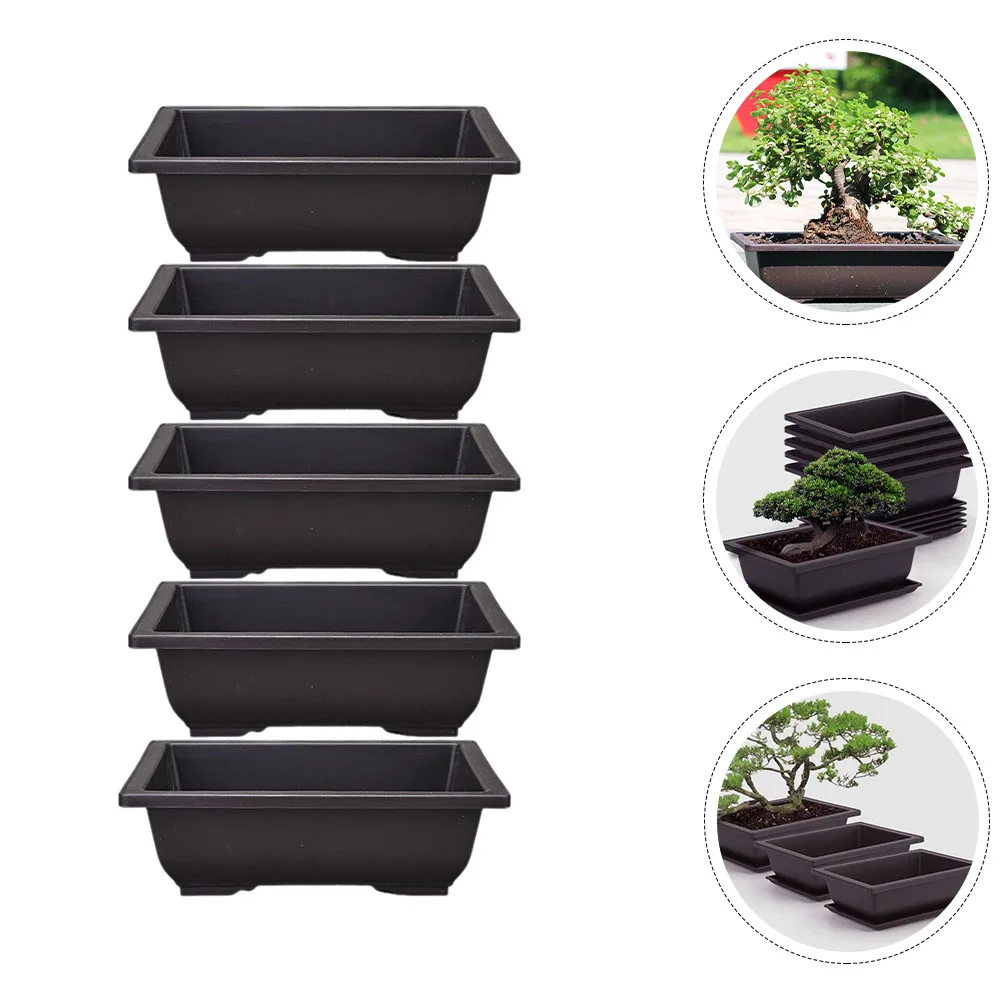 

5pcs Rectangular Flower Pot Small Size Plastic Clear Pots for Succulents Cacti Bonsai Gardening Decor Planters