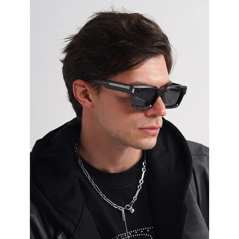 2026 Retro Black Designer Sunglasses Vintage for Women Luxury Square Rectangular Man UV400 Propionate Insert Pin Eyewear