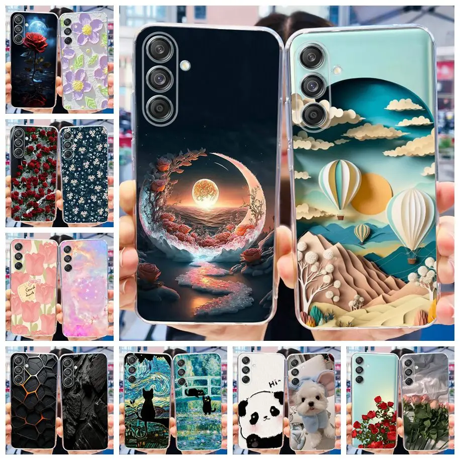 For Samsung Galaxy M55 Case SM-M556B Cover Fashion Pattern Clear Silicone Soft Slim Phone Back Cover For Samsung F55 F 55 Fundas