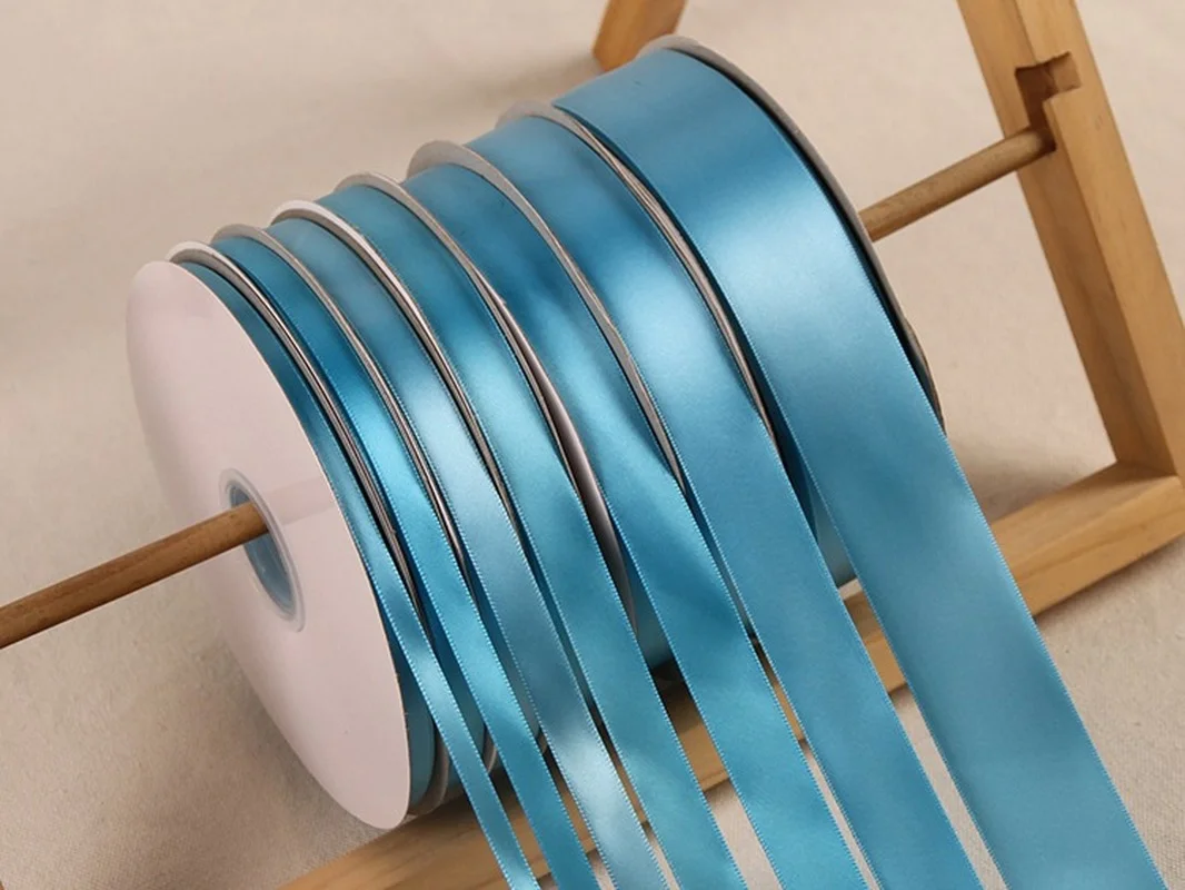 3/6/10/12/15/20/25/38/50/76MM Sky Blue Satin Ribbons for Wedding Xmas Party Decorations DIY Bow Craft Ribbon Card Gifts Wrapping