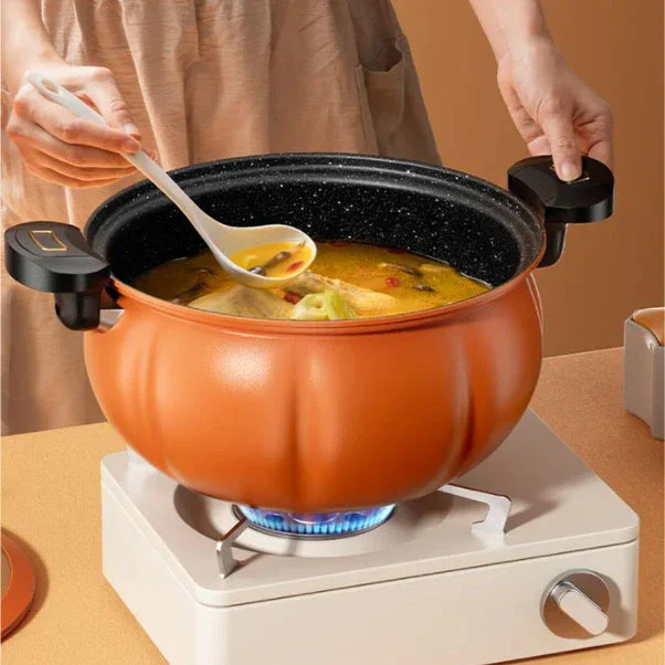 8L Pumpkin pot Multifunctional Plumpy Non-stick Micro Pressure Pot Kitchen Induction Cooker Gas Stove Universal Soup Pot