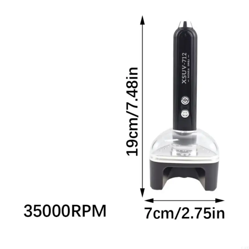 C1FF مثقاب كهربائي Unguis قابل للنقل 35000 دوامة لحظة طويلة قابلة للشحن جهاز مانيكير 6 مرفقات خطة عمل هادئة #6