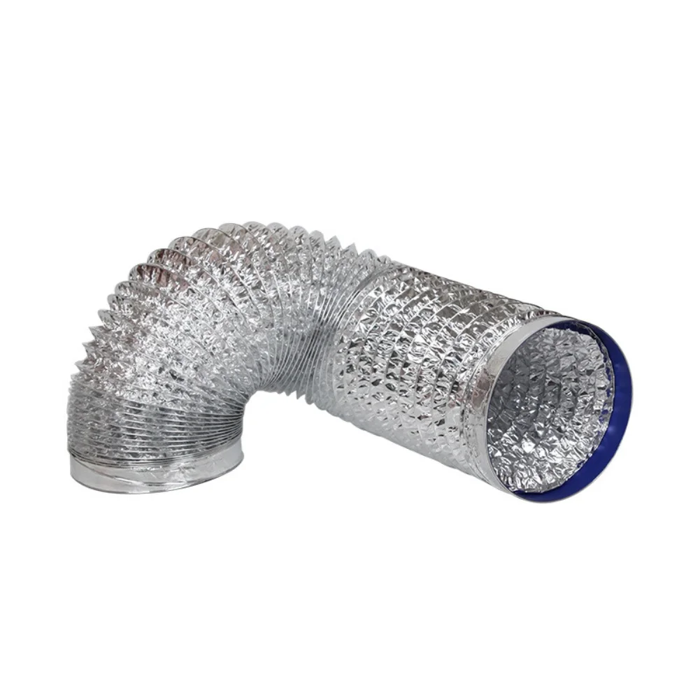 Flexible Ducting Aluminum Foil Duct Indoor Air Quality Optimal Temperature Control Adjustable Length Fire-Retardant Coating