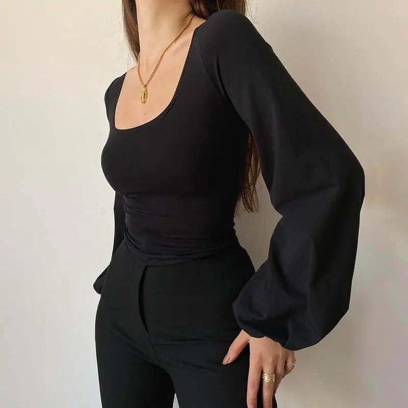 All-match Slim Solid Simplicity Temperament T Shirts Spring Autumn Long Sleeve Youth Elegant Tops Fashion Women Clothing