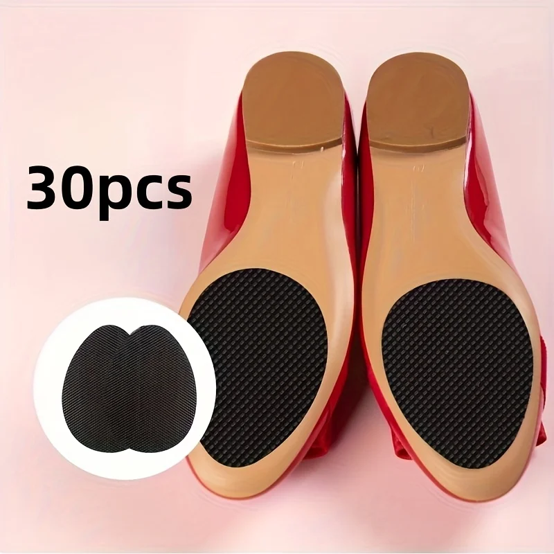 

30pcs Shoe Soles Anti Slip Stickers High Heeled Shoes Front Palm Anti Slip Stickers Black Wear Resistant Silent Sole Pads