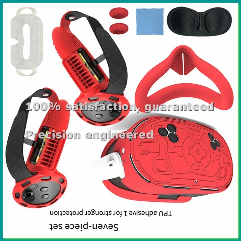 

Lens Protection Cover, Anti-Fall VR Protection Cover, Controller Handle Cover for 3S 7-Piece Set Red-BCBW