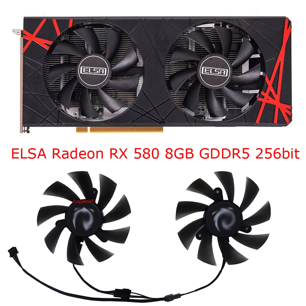 2Pcs/Set,PLA09215B12H,GA92A2H,GPU Video Card Fan,Graphics Cooler,For ELSA Radeon RX 580 8GB RX580 8G 2048SP GDDR5 256bit