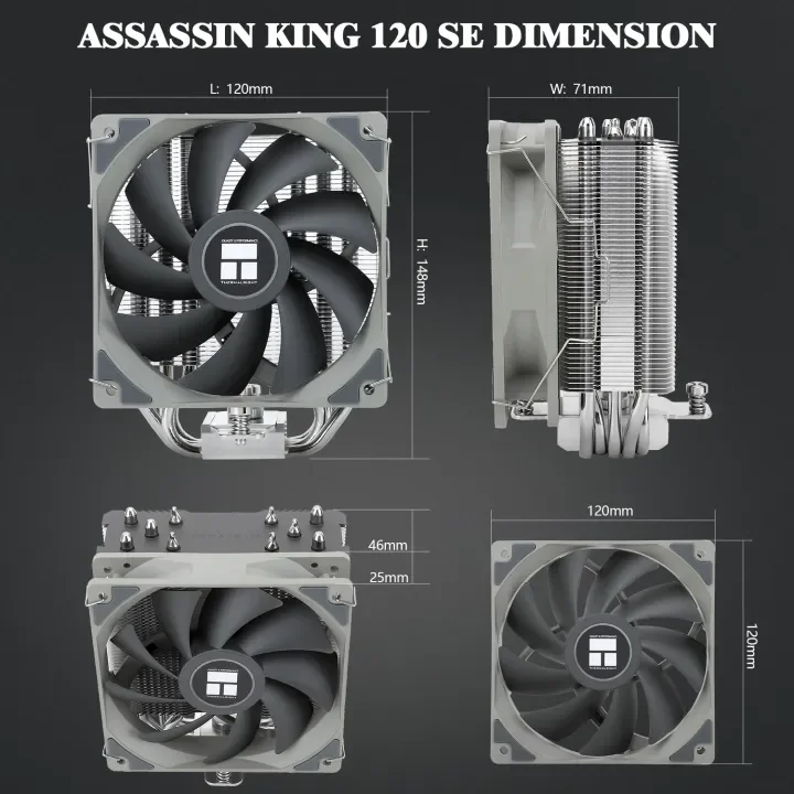مبرد الهواء Thermalright Assassin King 120 SE CPU AK120 SE 5 X6mm AGHP3.0 antI - أنابيب الحرارة الجاذبية / ارتفاع 148 مم
