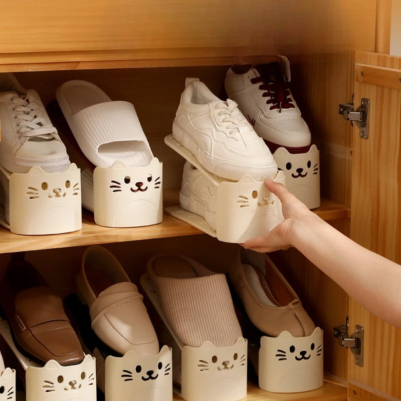 2026 New Adjustable Shoe Rack Solid Color Double Layer Shoe Organizer Durable Space Saving Shoes Stand Closet Organization YUZI