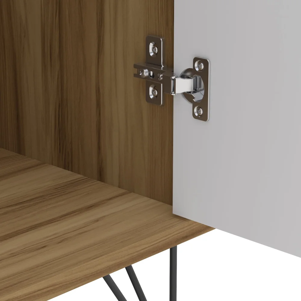 خزانة جانبية حديثة ببابين، رف قابل للتعديل، لمسة نهائية من الخشب والميلامين، أثاث تخزين مدمج، منظمة منزلية