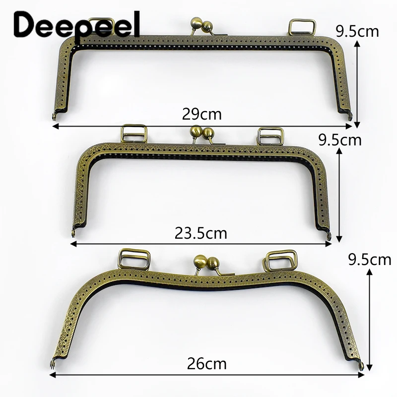 2/5Pcs Deepeel 24/27/29cm Embossed Bags Handles Purse Frames Metal Kiss Clasp DIYSewing Brackets Handle Making  Accessories