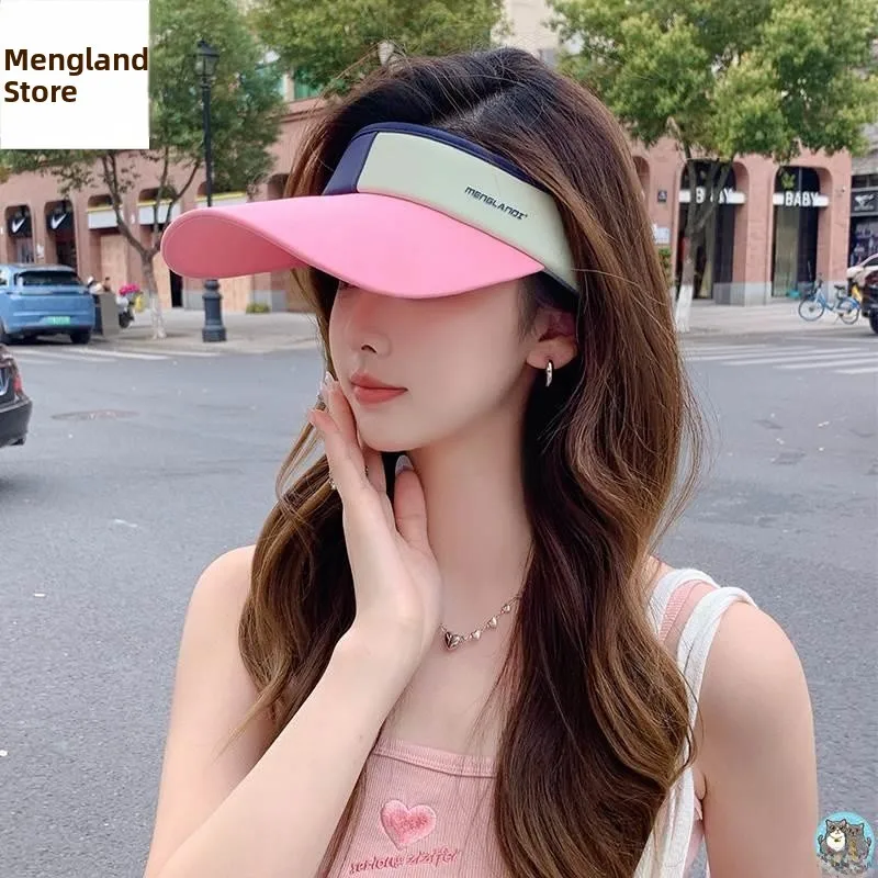 

Women's Summer Outdoor Cycling Sun Hat Empty Top Running UV Protection Long Brim Hat Face Slimming Fashionable Casual Cap