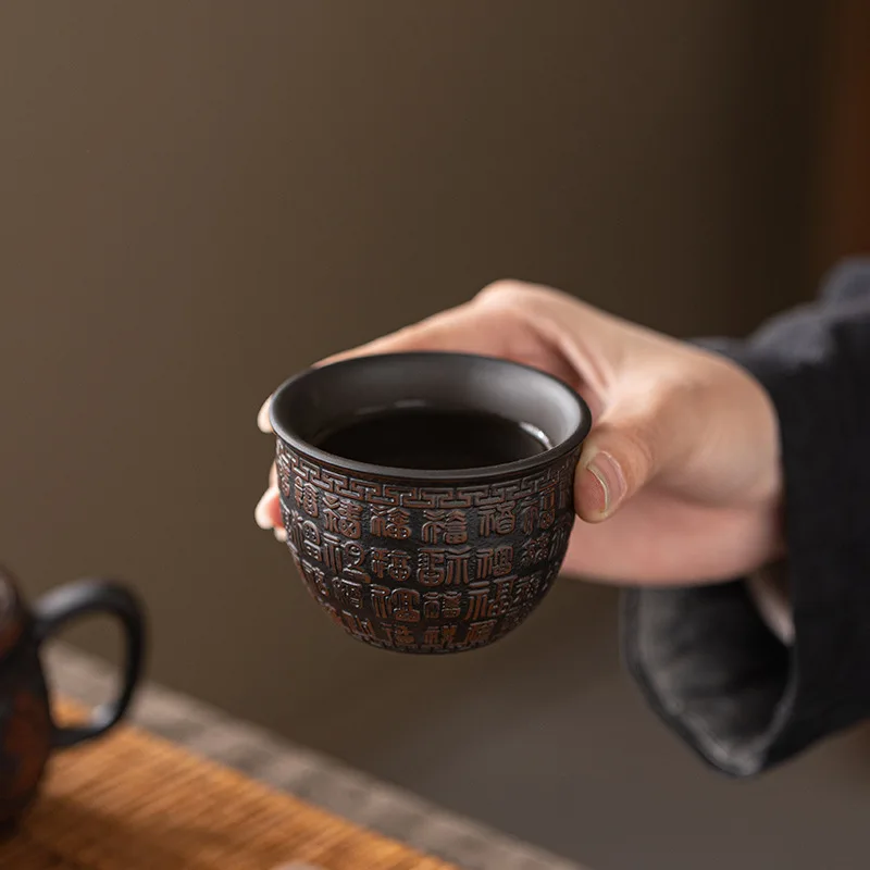 Jianshui Purple Clay Seven Point Tea Cup Full Handmade Relief Master Cup Yunnan Zitao Ceramic New Tea Cup