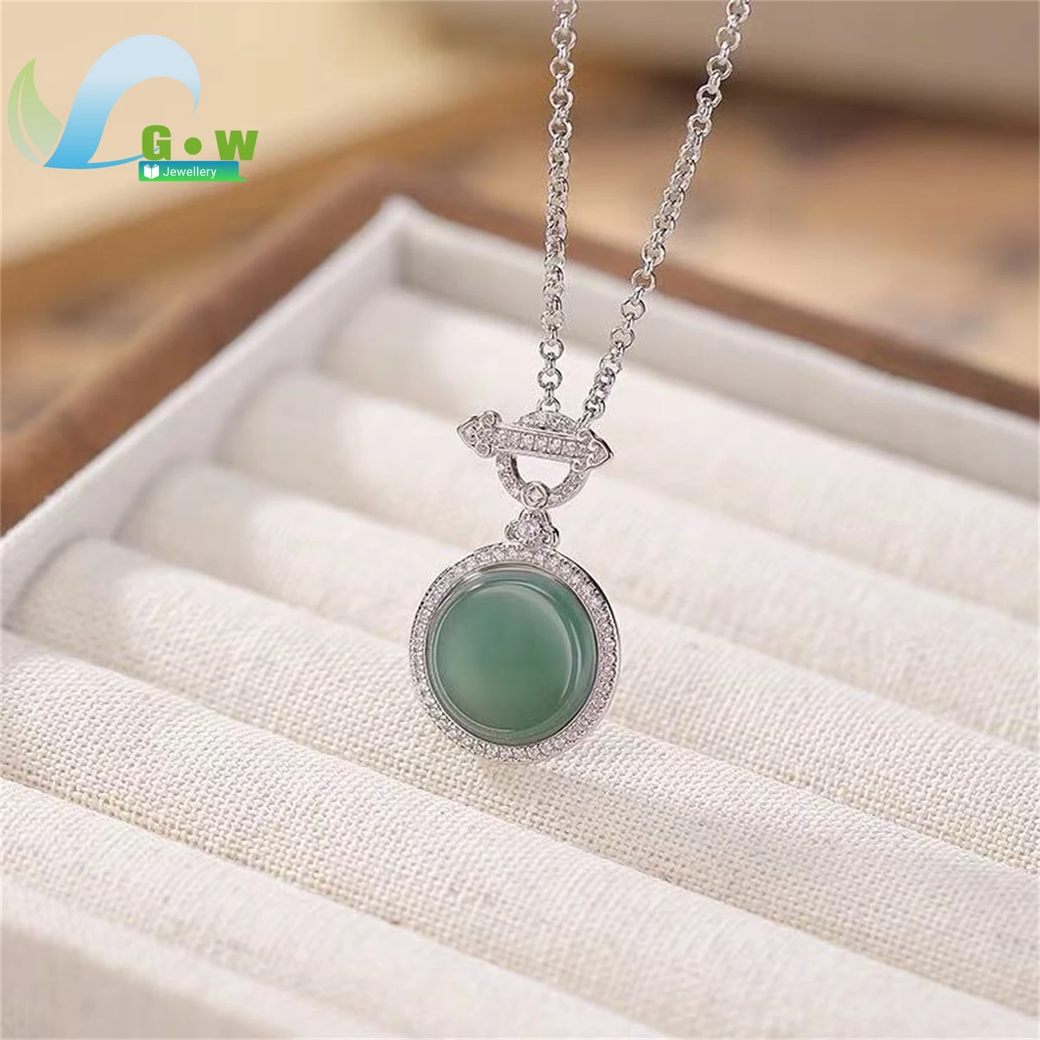 Natural Blue Water Jadeite Round Pendant Hanging Jade Amulet Necklace Unisex Minimalist Gemstone Jewelry Charm Gift For Men