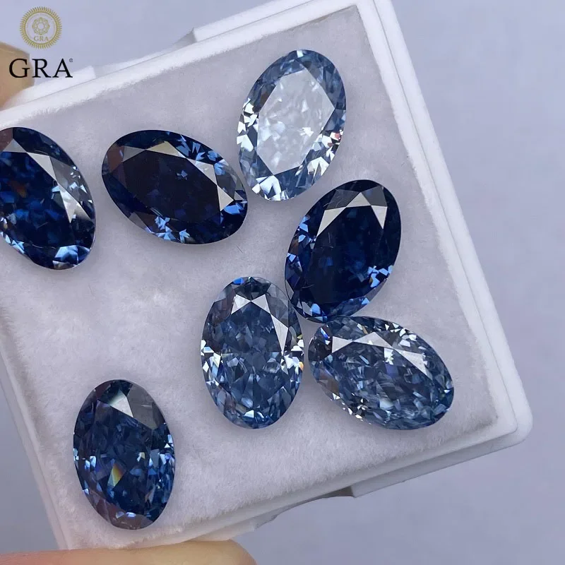 

Ruif High Quality Light and Sapphire Blue Moissanite Gemstone Oval Shape Diamond for Jewelry Making with Certificate