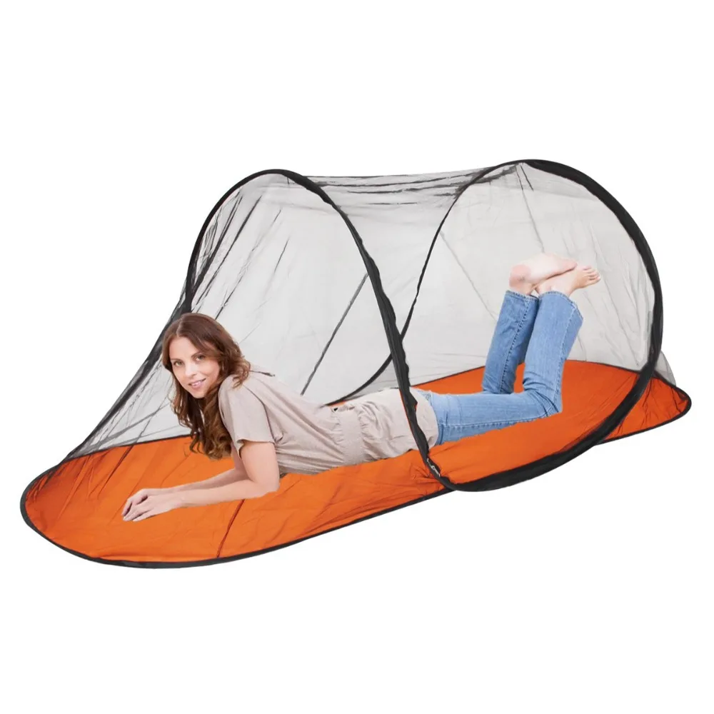 Fotografia 6: Tenda Portátil Integrada para Acampamento, Tipo de Arremesso Manual, Respirável, com Rede Mosquiteira para Praia, Sem Instalação