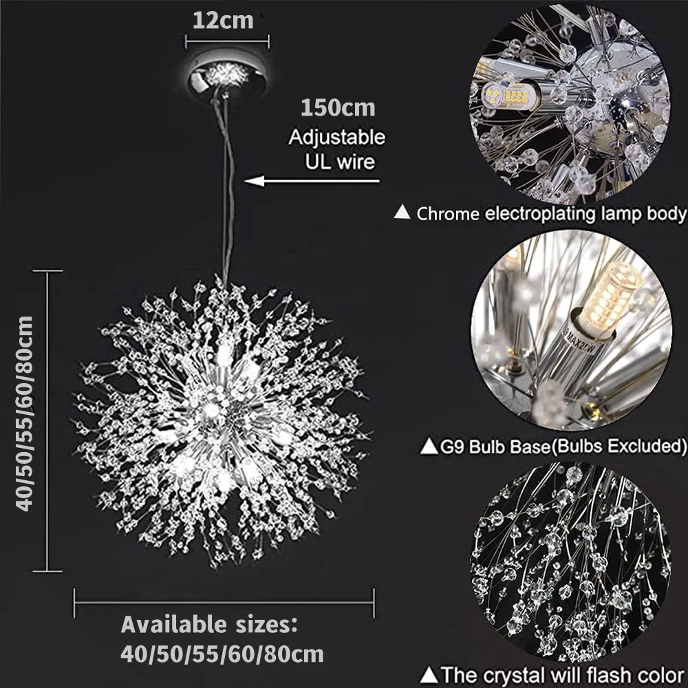 الحديثة الكروم السرير كريستال قلادة مصباح الثريا ضوء كريستال مستدير معلقة الثريا لغرفة النوم غرفة المعيشة غرفة الطعام #4