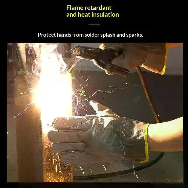 /&/1 Pair Work Gloves Leather Workers Work Welding Safety Protection Garden Sports Motorcycle Driver Wear-resistant Gloves