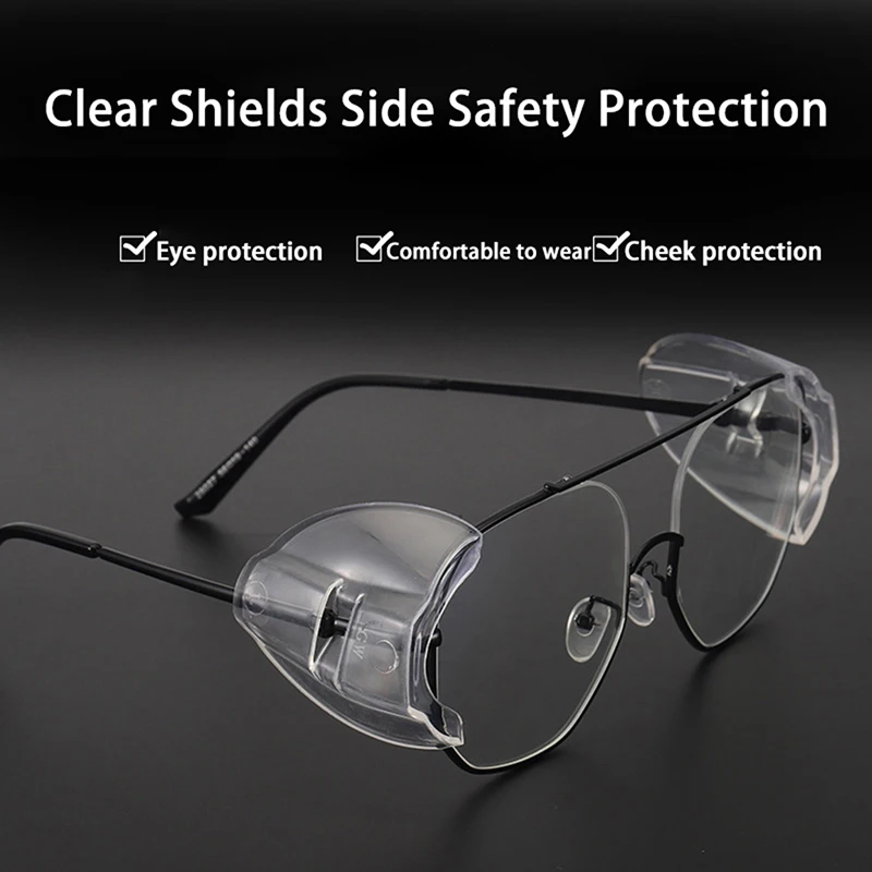 2Pcs Eye Flexible Clear Shields Side Safety Goggles Glasses Universal Anti Fog