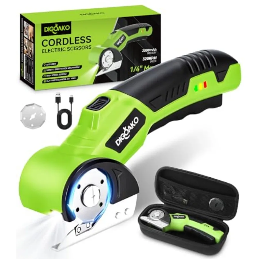 

Cardboard Cutter - Rechargeable Cordless Electric Scissors, 4V Duty Electric Box Cutter for Cardboard, Safety Lock and LED Ligh