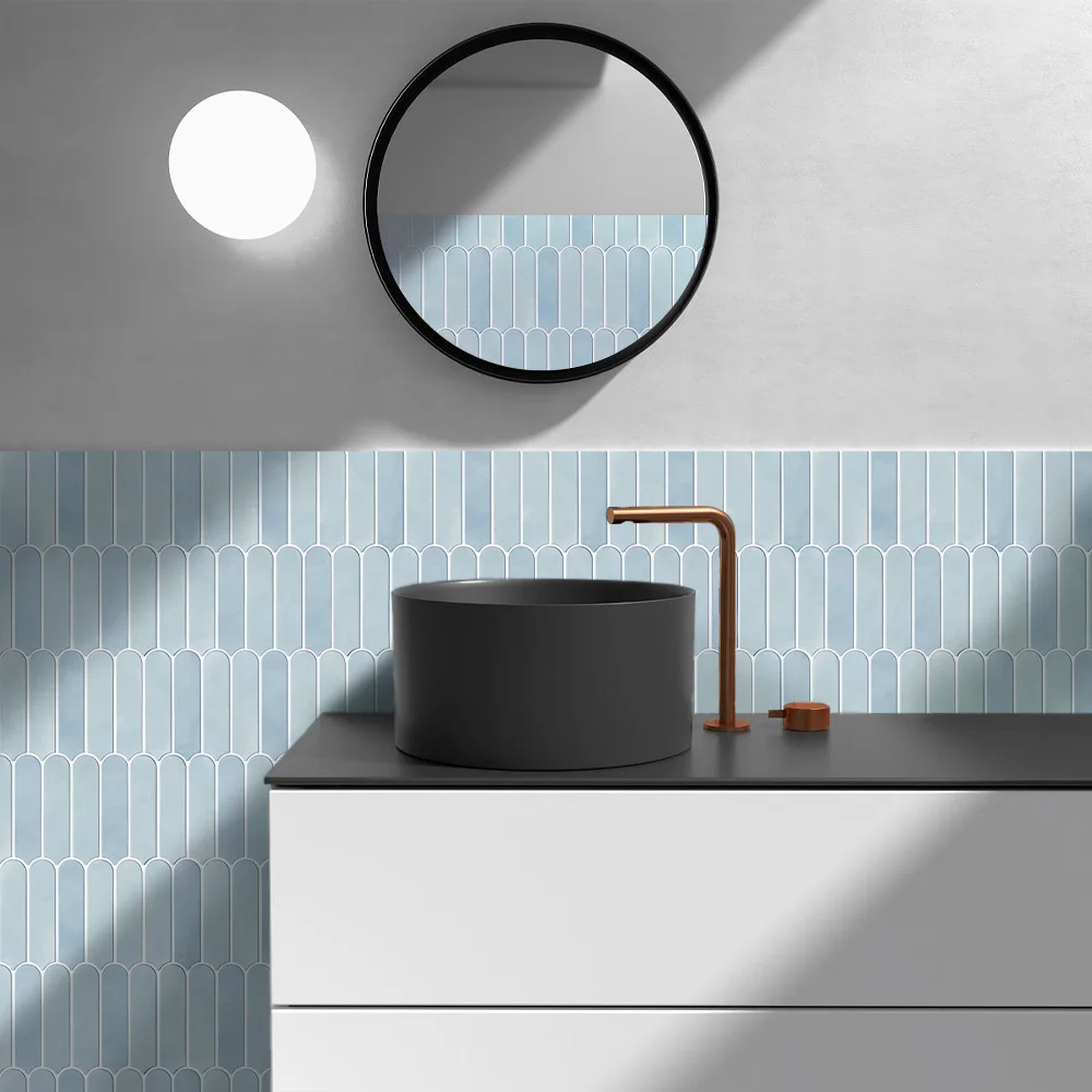 Commomy 10 Pcs Matte Fish Scale Peel and Stick Tiles, Bathroom Wall Stickers, 12x12 Kitchen Tile Stickers Waterproof, Wall Decor