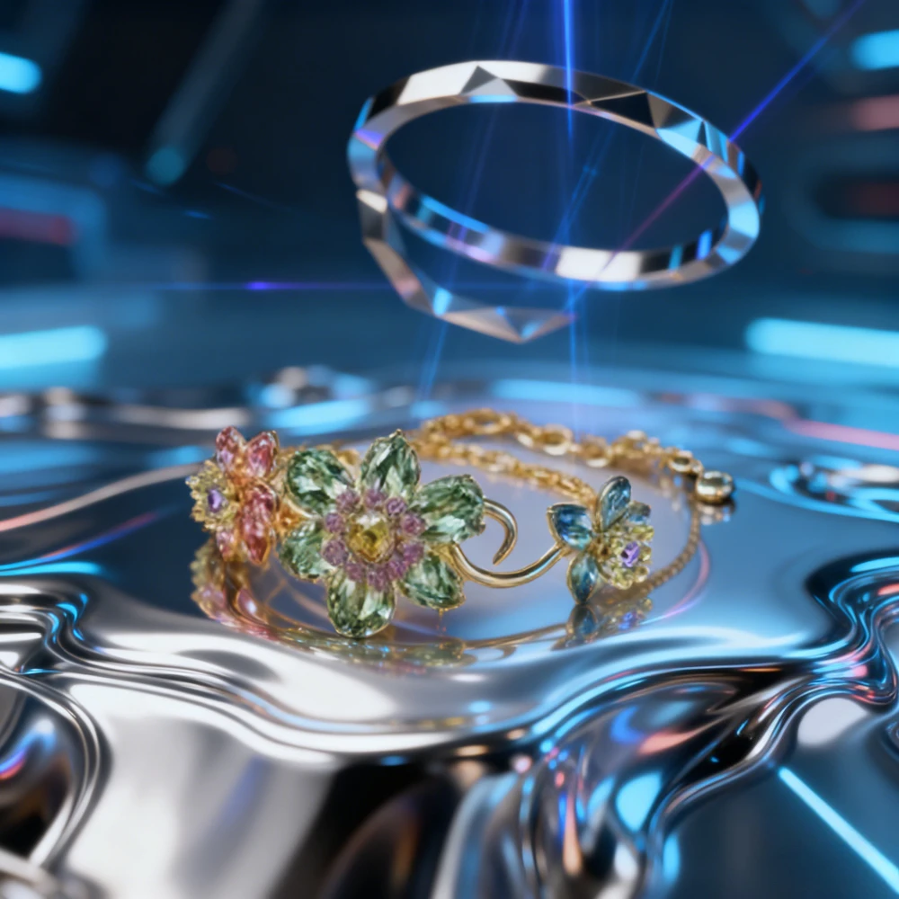 

Premium Jewelry Fashionable & Luxurious Floral Diamond Bracelet - Versatile High-End Jewelry for Party, Shopping, Photography