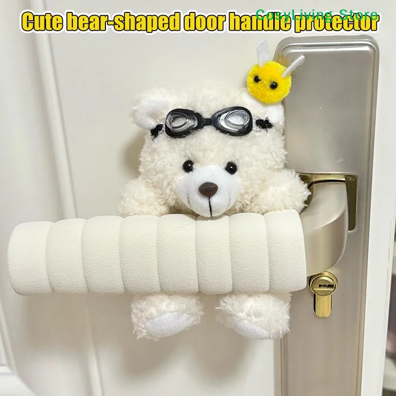 [CL]Cute Bear-shaped Door Handle Protector For Room Doors Anti-collision And Anti-static Flexible Fabric Cover[CL]