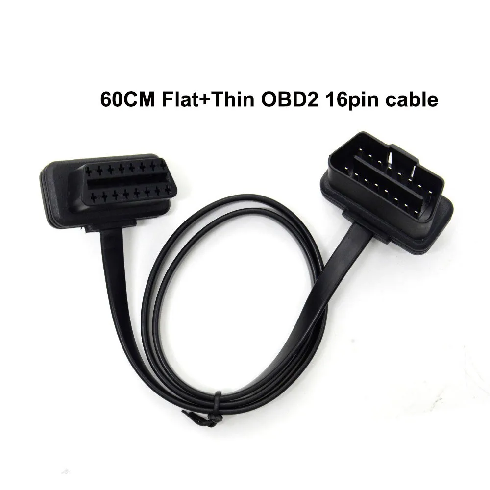 30/60/100CM Flat+Thin As Noodle 16 Pin Socket OBD OBDII 16Pin Male To Female Car Scanner OBD2 Extension Cable Connector 2025