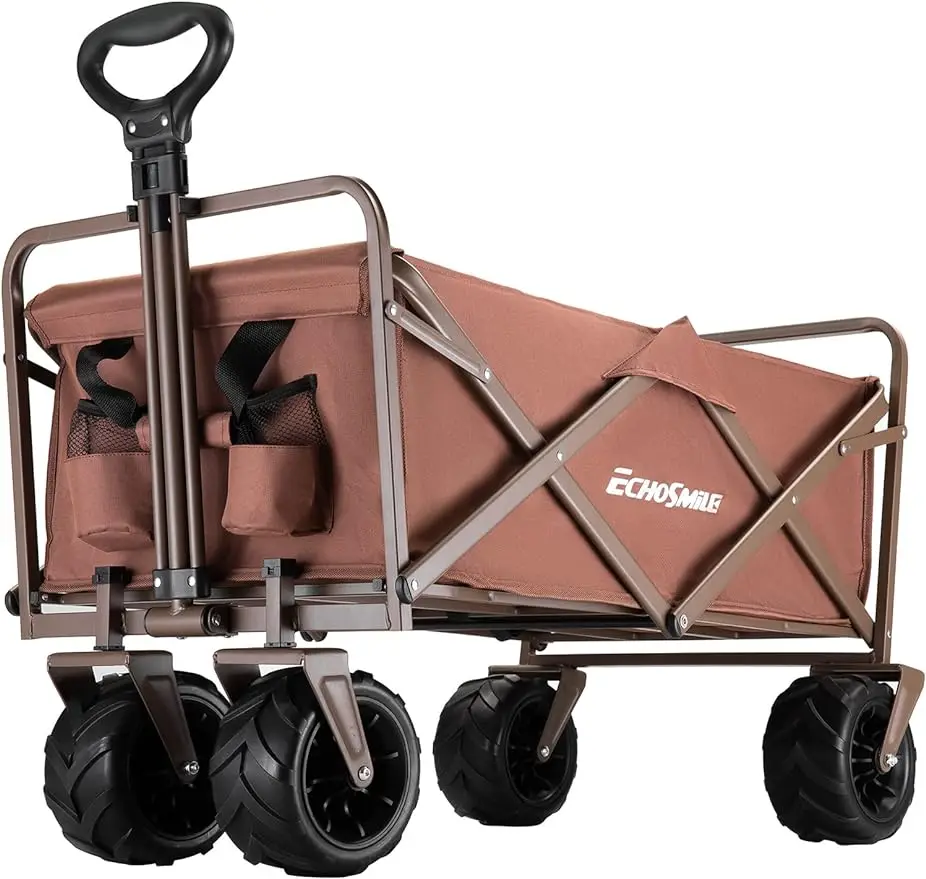 

Adjustable Handle Folding Utility Wagon, Brown, 35.4"x21.6"x19.6"